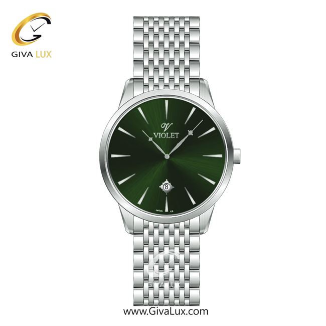 ساعت مچی اورجینال مردانه ویولت VIOLET نقره ای | نقره ای| سبز یشمی تیره| کد رفرنس 0551